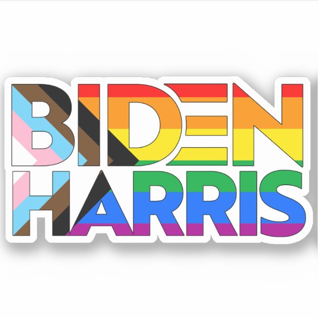Biden Harris LGBTQ+ Progress Pride Sticker (Front)