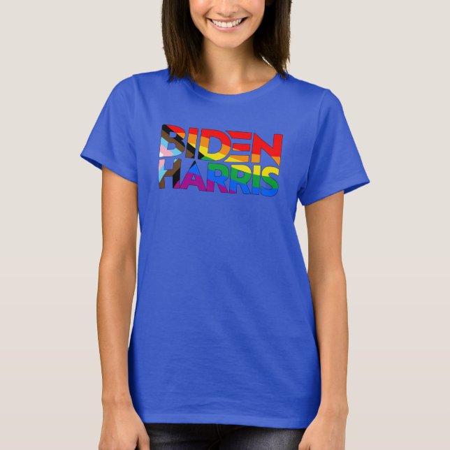 Biden Harris LGBTQ+ Progress Pride T-Shirt (Front)