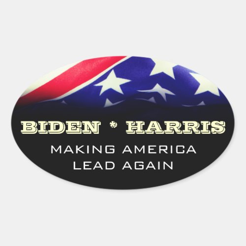 BIDEN HARRIS Making America LEAD Again Oval Sticker