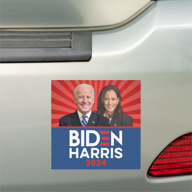 Biden Harris Photo - 2024 star - Red White Blue Car Magnet (In Situ)