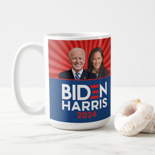 Biden Harris Photo _ 2024 star _ Red White Blue Coffee Mug