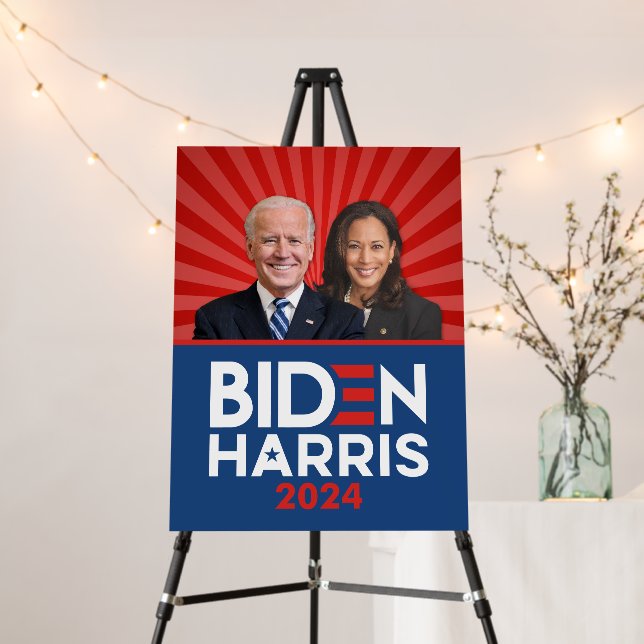 Biden Harris Photo - 2024 star - Red White Blue Foam Board (In Situ (Stand))