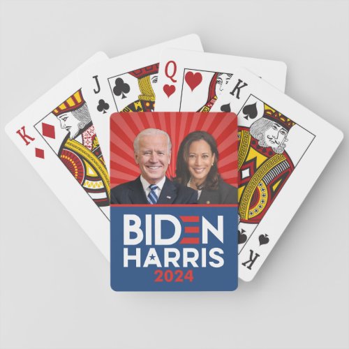 Biden Harris Photo _ 2024 star _ Red White Blue Playing Cards