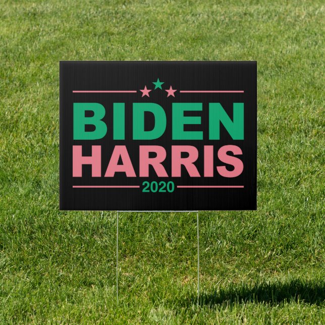 BIDEN/HARRIS Pink & Green AKA Theme Yard Sign (Insitu)