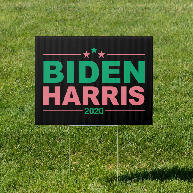 BIDEN/HARRIS Pink & Green AKA Theme Yard Sign Zazzle