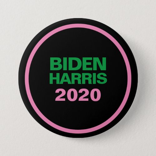 BIDEN HARRIS Pink Green Black Large Round Button