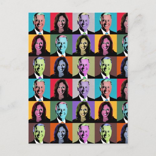 Biden Harris Pop Art Neon Postcard