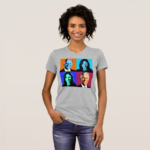 Biden Harris Pop Art Orange Blue Purple Red T_Shirt