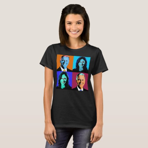 Biden Harris Pop Art Orange Blue Purple Red T_Shirt