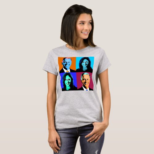 Biden Harris Pop Art Orange Blue Purple Red T_Shirt