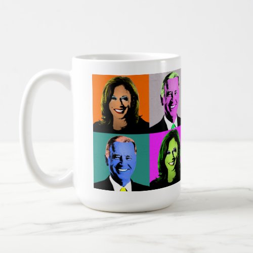 Biden Harris Pop Art Orange Grey Blue Pink Coffee Mug