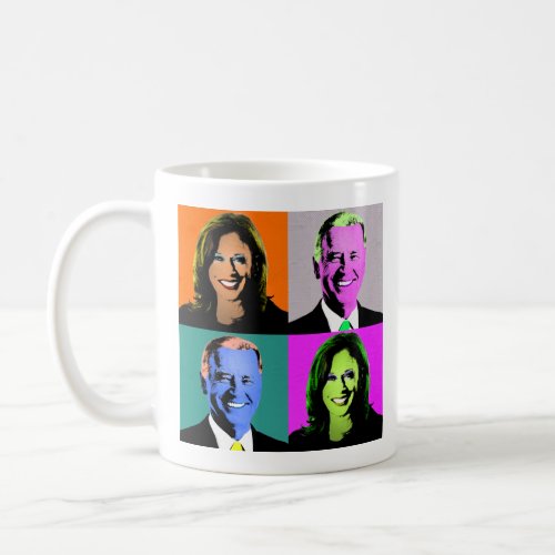 Biden Harris Pop Art Orange Grey Blue Pink Coffee Mug