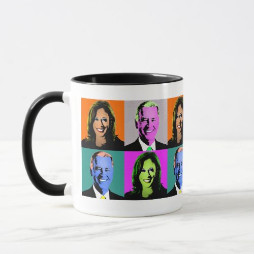 Biden Harris Pop Art Orange Grey Blue Pink Mug