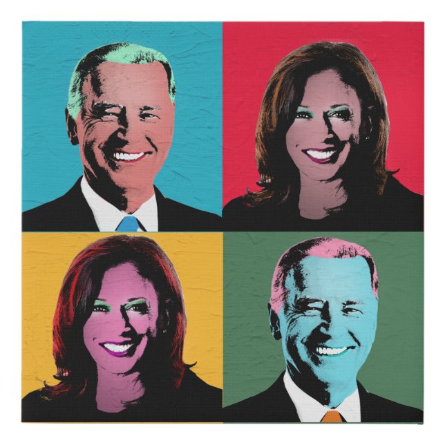 Biden Harris Pop Art Painting Faux Canvas Print (Front)