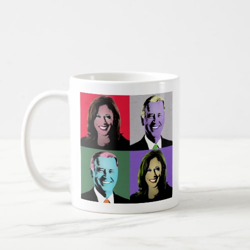 Biden Harris Pop Art Red Grey Green Purple Coffee Mug