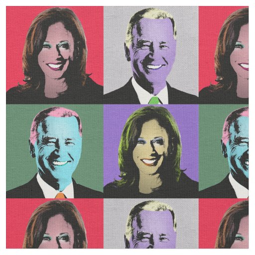Biden Harris Pop Art (Red, Grey, Green, Purple) Fabric