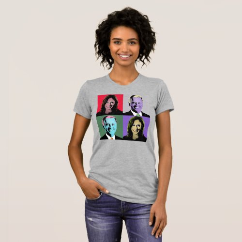 Biden Harris Pop Art Red Grey Green Purple T_Shirt