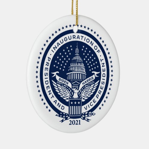Biden Harris President Inaugural Logo Inauguration Ceramic Ornament