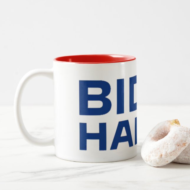 Biden Harris President Vice President Two-Tone Coffee Mug (With Donut)