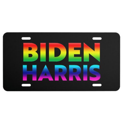 Biden Harris pride lgbtq rainbow colors _ License Plate
