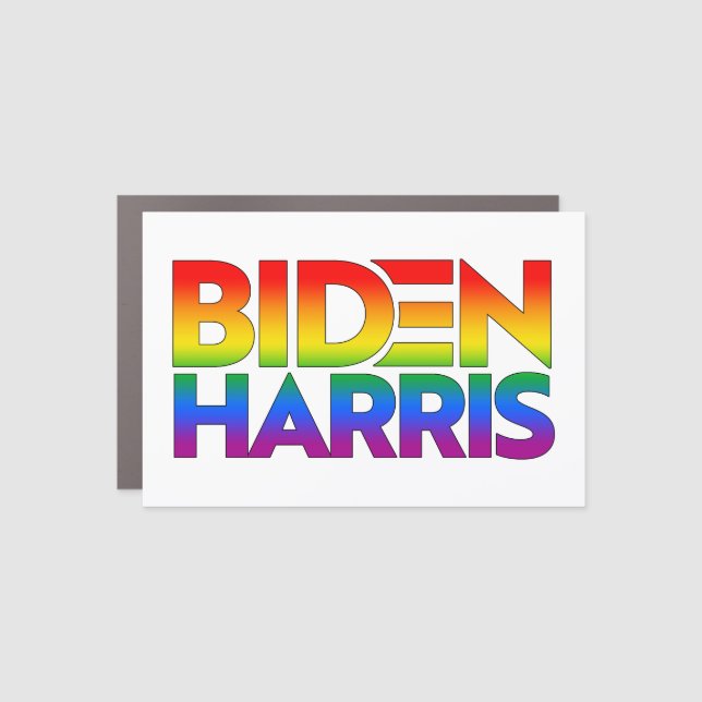 Biden Harris Pride Rainbow Car Magnet (Front)