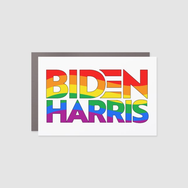 Biden Harris Pride Rainbow Car Magnet (Front)