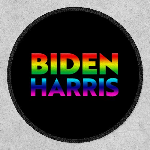 Biden Harris Pride rainbow colors letters black Patch