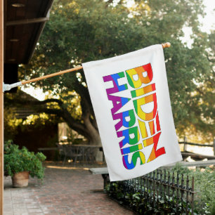 Biden Harris Pride Rainbow House Flag
