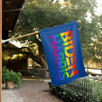 Biden Harris Pride Rainbow House Flag