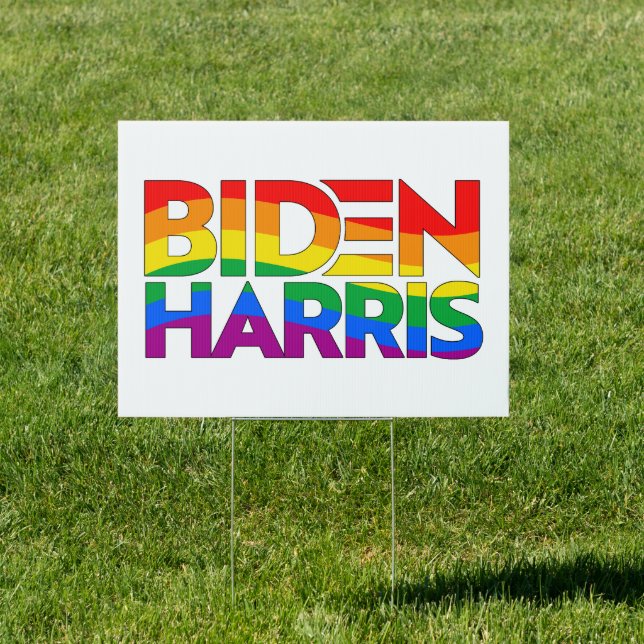 Biden Harris Pride Rainbow Sign (Insitu)