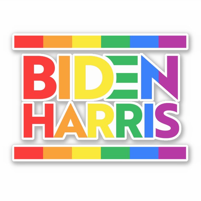BIDEN HARRIS PRIDE RAINBOW STICKER (Front)