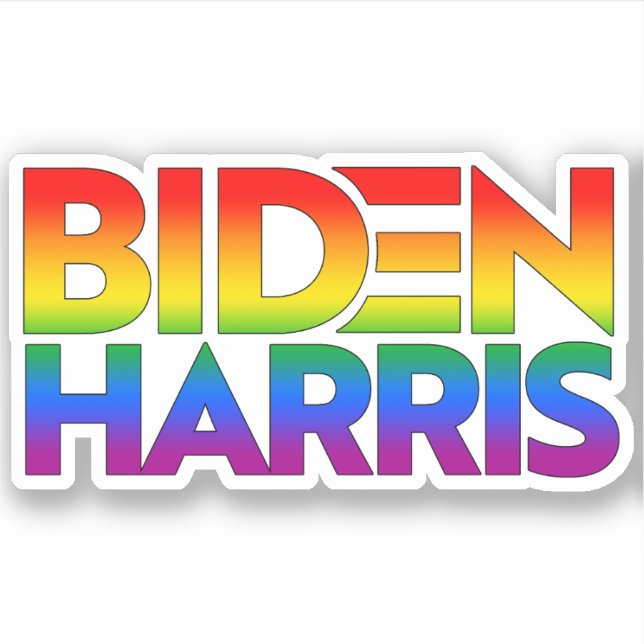 Biden Harris Pride Rainbow Sticker (Front)