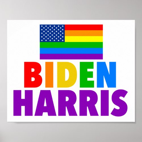 Biden Harris Rainbow American Flag Gay Pride Poster