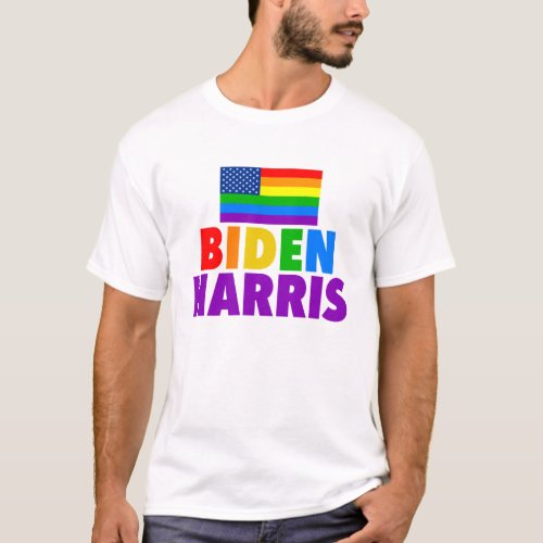 Biden Harris Rainbow American Flag Gay Pride T_Shirt