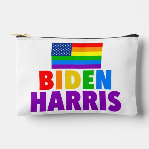 Biden Harris Rainbow American Flag LGBT Custom Accessory Pouch