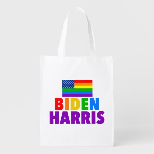 Biden Harris Rainbow American Flag LGBT Custom Grocery Bag