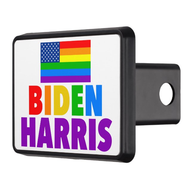 Biden Harris Rainbow American Flag LGBT Custom Hitch Cover (Left)