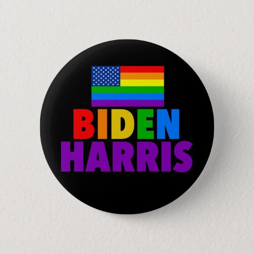 Biden Harris Rainbow American Flag LGBTQ Button