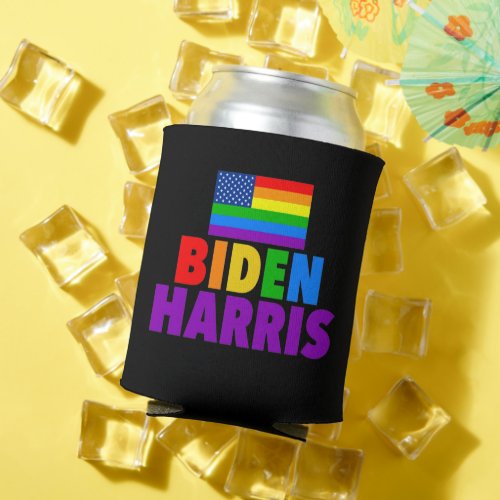 Biden Harris Rainbow American Flag LGBTQ Can Cooler