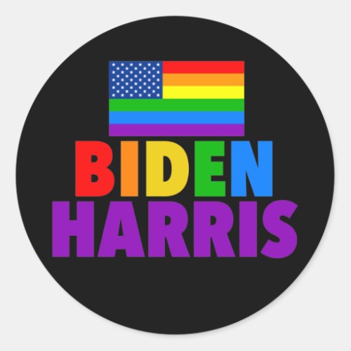 Biden Harris Rainbow American Flag LGBTQ Classic Round Sticker