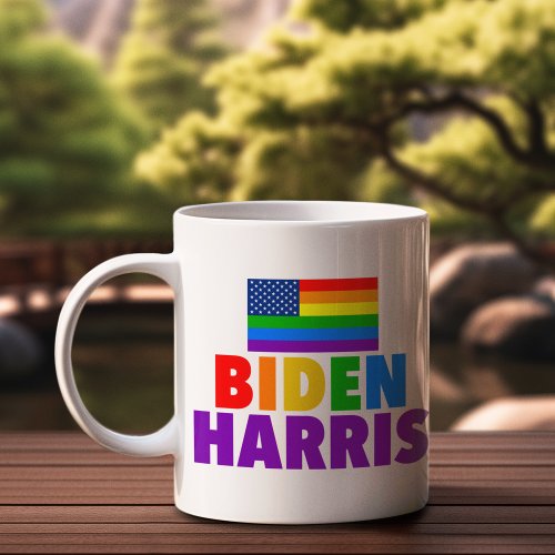 Biden Harris Rainbow American Flag LGBTQ Coffee Mug