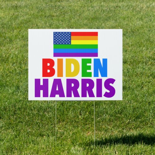 Biden Harris Rainbow American Gay Pride Yard Sign