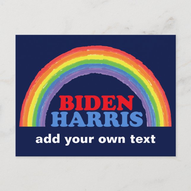 Biden Harris Rainbow Cute Custom Democrat Postcard (Front)