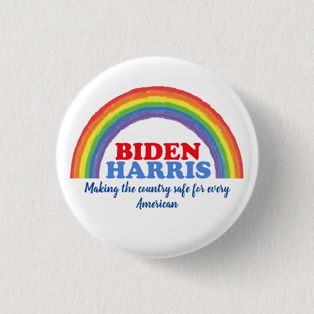 Biden Harris Rainbow Inspirational Quote Custom Button (Front)