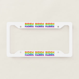 Biden Harris rainbow lgbtq gay pride flag colors License Plate Frame