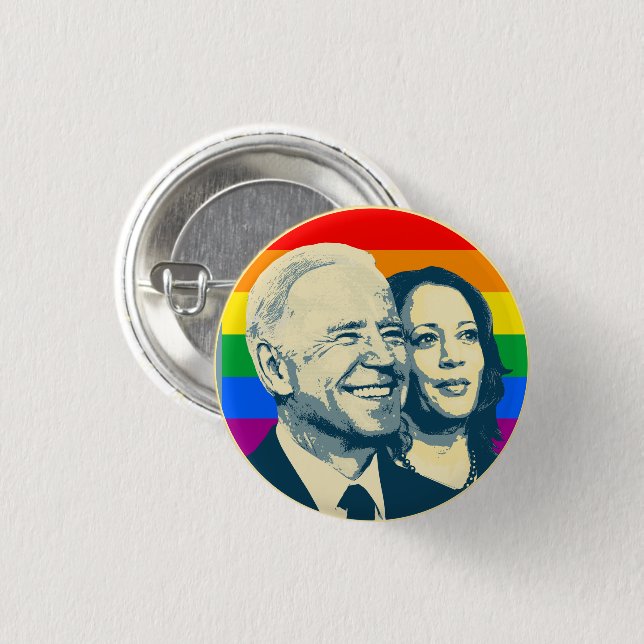 Biden Harris Rainbow Pride Button (Front & Back)