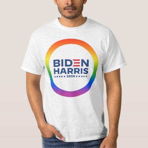 BIDEN HARRIS Rainbow Pride Button T_Shirt