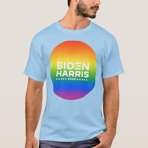 BIDEN HARRIS Rainbow Pride Button T_Shirt