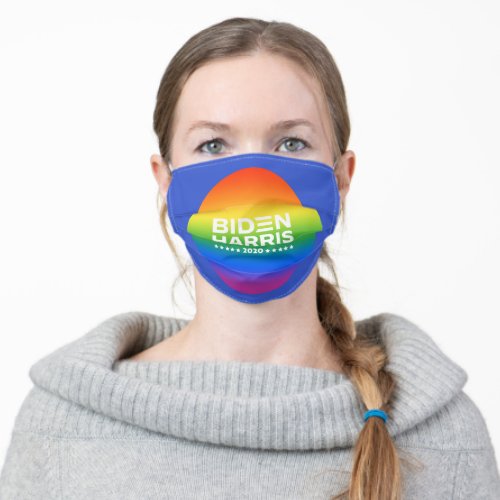 BIDEN HARRIS _ Rainbow Pride Colors Adult Cloth Face Mask