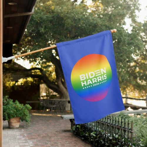 BIDEN HARRIS _ Rainbow Pride Colors House Flag